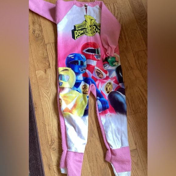 Vintage POWER RANGERS Fleece Sleeper Deadstock NWT PINK FOOTIE JAMMIES 1994 - Picture 2 of 16